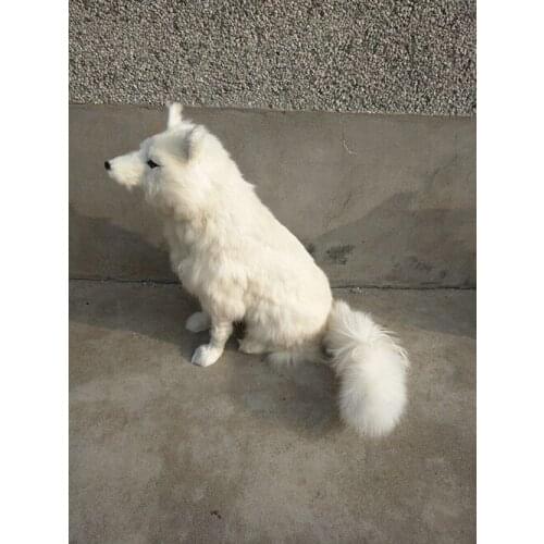 New big simulation white fox model polyethylene & furs sitting fox doll gift about 54x35x42cm 2531