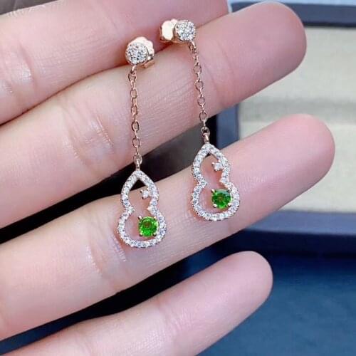New Fashion The best gift for Anniversary Natural And Real Diopside earrings 925 sterling silver Fine jewelry Diopside earring