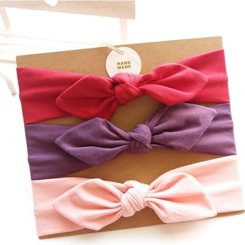 3pcs/Lot Solid Color Headband For Girls Cute Rabbit Ears Headbands Soft Stretch Knit Hair Bands Baby Hair Accessories