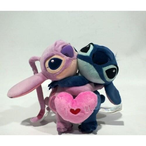 Original Disney Movie Lilo & Stitch And Angie Hug Plush Toy Cute Couples Stitch Doll Kids Gift 20cm
