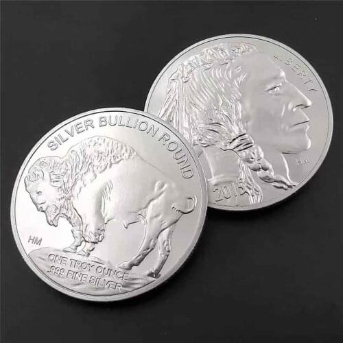USA Commemorative Coins 1OZ 999 Fine Silver 2015 Liberty Indian/Buffalo Challenge Collectible Souvenir Gifts