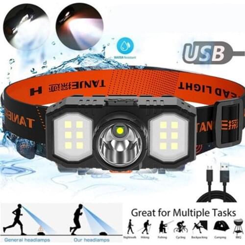 Rechargeable LED COB Headlamp Headlight Camping Running Flashlight Head Light Outdoor Tragbare Torch Lamp 3 Light Modes IPX4