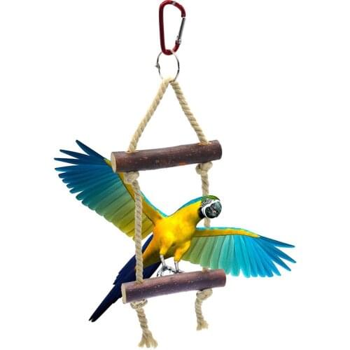 Parrot Bird Climb Hanging Toy Log Standing Bar Stick Ladder Rope Pet Cage Decor