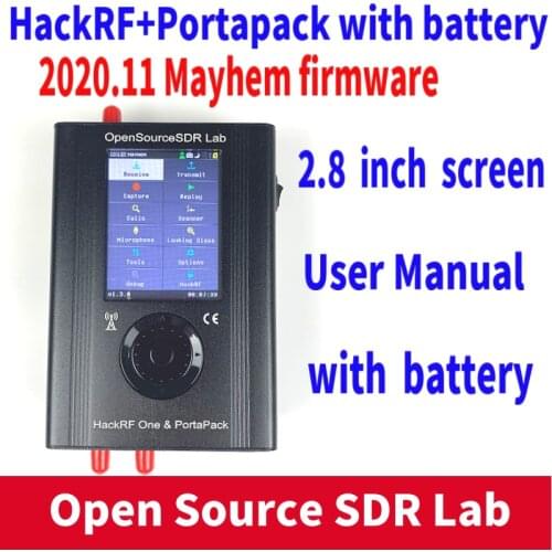 PORTAPACK with 2020.11 Mayhem Firmware Flashed+HACKRF ONE 1MHz to 6GHz SDR Software De+1000mAH Battery + 2.8Touch LCD