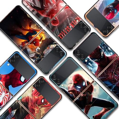 Marvel Spiderman hero Shockproof Cover for Samsung Galaxy Z Flip Flip3 5G Black Phone Case Shell Hard Fundas Coque Capa
