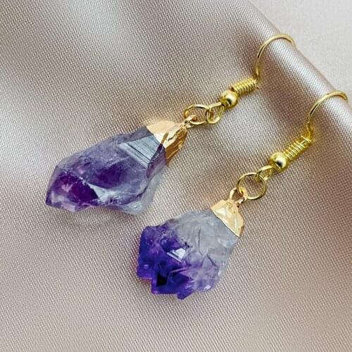 Luxury Amethyst Drop Earrings for Women New Fashion Jewelry Wedding Crystal Statement Earrings Party Gifts Natural Stone Bijoux