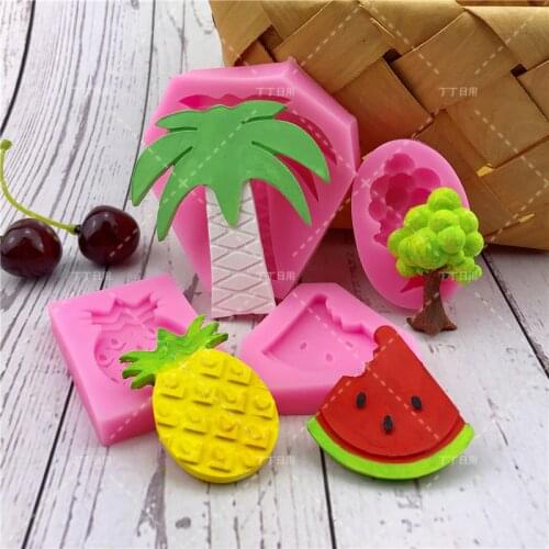 Summer Beach Theme Fruit Shape Silicone Fondant Cake Mold Jelly Mousse Chocolate Decoration Baking Tool Moulds Reusable material