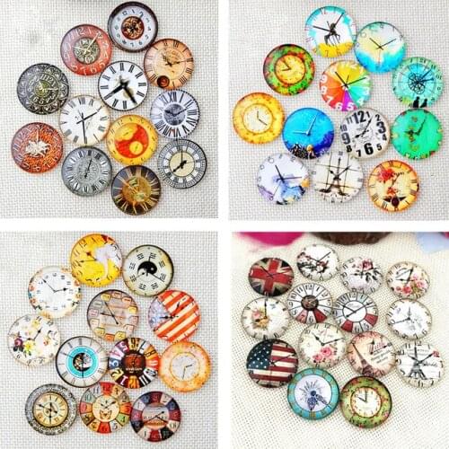 Mixed 6 Styles Time Gem Retro Clock Snap Button Jewelry Charm Fit For 18mm DIY Snap Bracelet&Necklace Jewelry