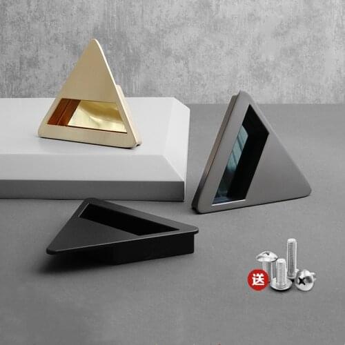 Modern Triangle Slotted Concealed Handle Zinc Alloy Tatami Buckle Nordic Cabinet Door Handles Wardrobe Embedded Drawer Pulls