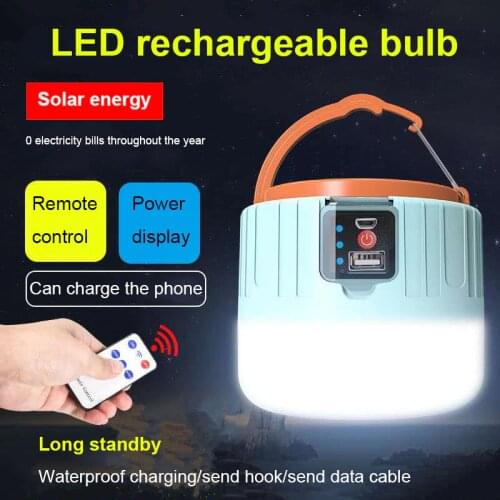Solar LED Camping Light USB Rechargeable Bulb For Outdoor Tent Lamps Portable Lanterns Emergency Lights For BBQ Hiking