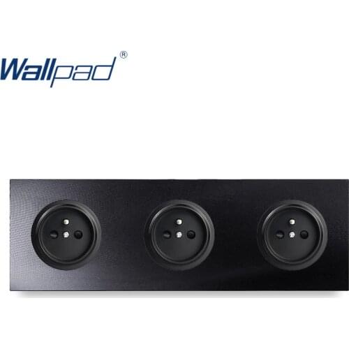 Triple EU 2 Pin French Socket Wallpad Luxury Aluminum Metal Panel Electric Wall Power Socket Electrical Outlets For Home Schuko