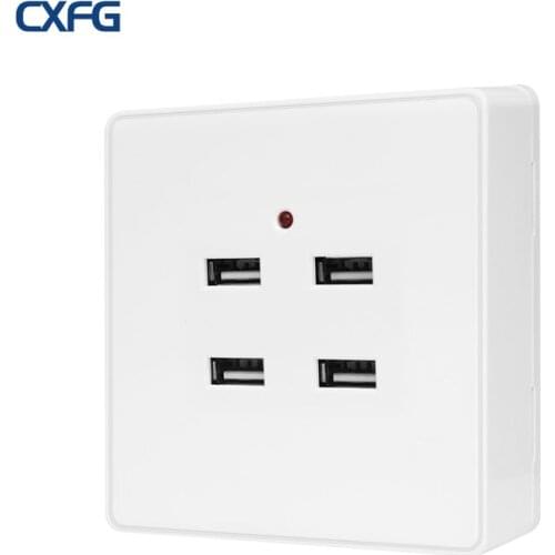 CXFG Universal USB Socket 220V to 5V Four-hole USB Socket Surface Mounted External 2/4 Ports USB Socket Panel Charging 220V