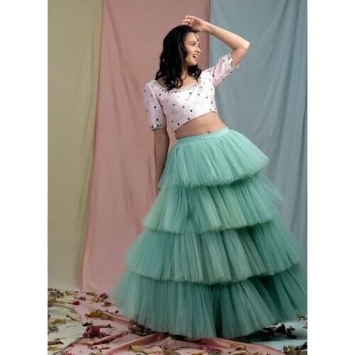 Gorgeous Tiered Long Tutu Tulle Skirts Custom Made Prom Birthday Party Puffy Long Women Skirts Floor Length Ball Gowns