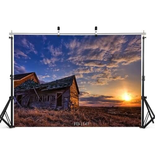 Wooden Cabin Sunset Photography Backdrops for Photo Studio Children Portrait Photocall Vinyl Cloth Photo Background Photophone
