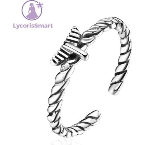 Vintage Genuine 925 Sterling Silver High Quality Hemp Rope Open Finger Ring Unisex Vintage Best Jewelry