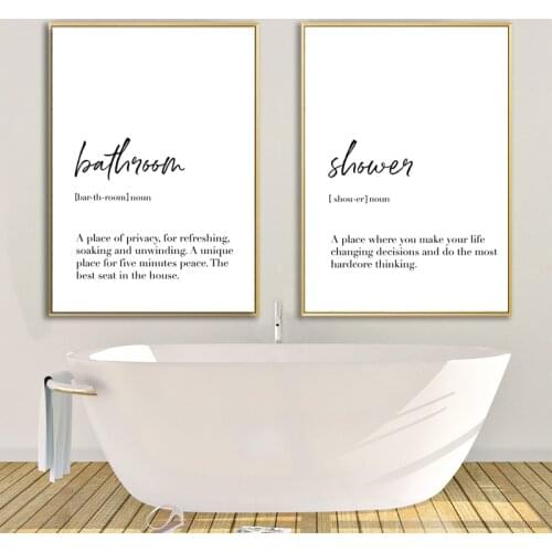 Funny Bathroom Quote Prints Black White Nordic Minimalist Decoration Paintings Shower Definition Canvas Poster Wall Art Decor
