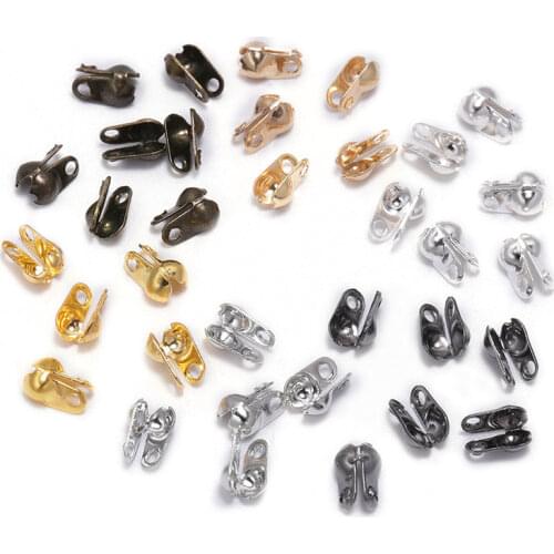 200pcs 1.5 2.4 3.2mm Ball Chain Clasps Calottes End Crimps Beads Ball Necklace Chain Connectors Findings For DIY Jewelry Making