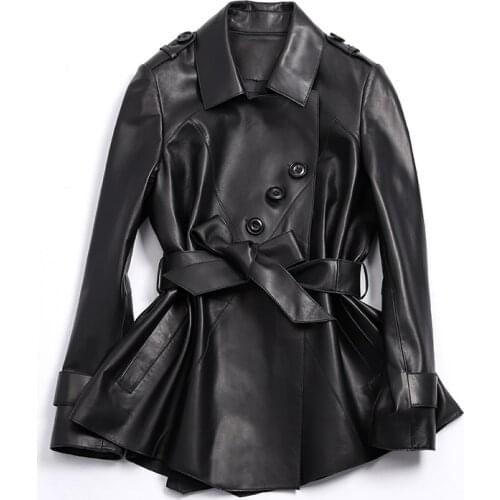 Genuine Sheepskin Coat Female Spring Autumn 2021 Real Leather Jackets Women Korean Slim Womens Coats Veste Femme Zjt1748