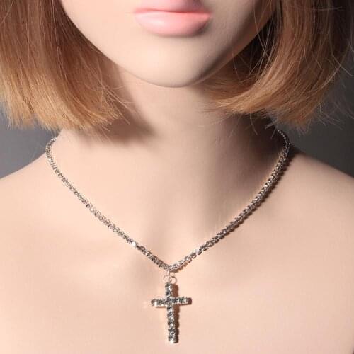 Rhinestone Cross Necklace Pendant for Women Bling Crystal Rhinestone Choker Luxury Jewelry Gift