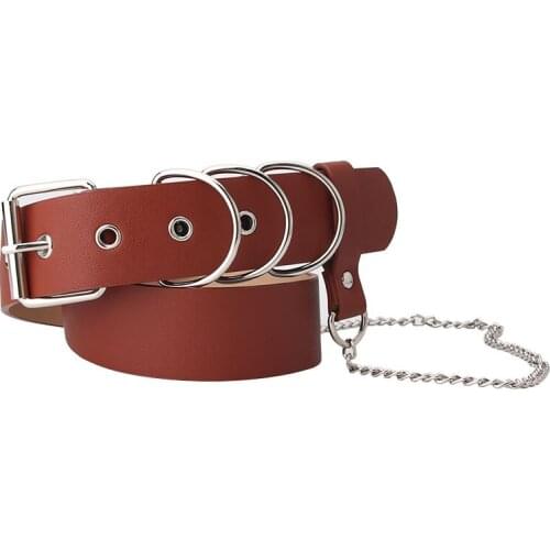 Hip hop Punk Chain Belt for women fashion metal heart buckle pin belt PU leather Waistband For ladies Jeans trousers accessories