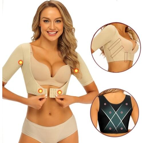 Women Arm Shapers Power Stone Slimming Body Shaper Shoulder Underwear Back Posture Corrector Humpback Prevent Raise Chest Lifter