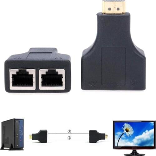 1 Pair HDMI-compatible to Dual RJ45 CAT5E CAT6 UTP LAN Ethernet HDMI Extender Repeater Adapter 1080P For HDTV HDPC