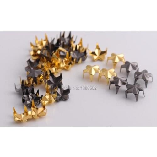 100 Pcs/Lot mix color black and gold color star Garment rivets for Clothing Shoes Bag