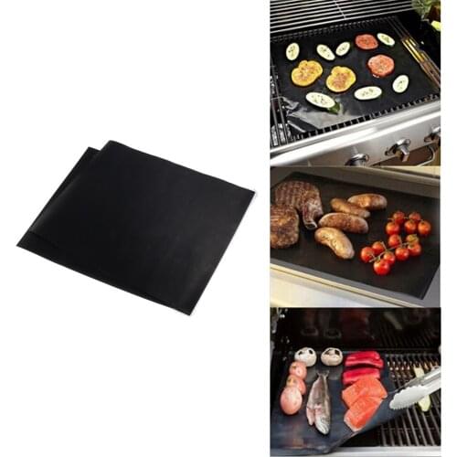 2 Set BBQ Grill Mat Non Stick Oven Liner Barbecue Mats Pad Reusable Pad