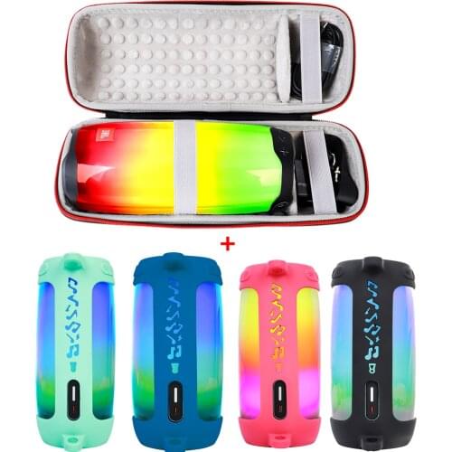 2 in 1 Hard EVA Carry Zipper Storage Box Bag+ Soft Silicone Case For JBL Pulse 4 Bluetooth Speaker For JBL Pulse 4 Pulse4 Case