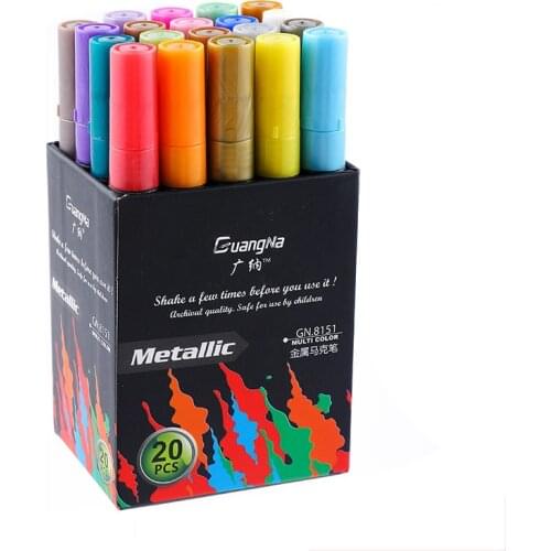 20 Colors Art Marker Pen Set Art Supplies Metallic Markers Water-based Marker Pen Multifunction Markers for DIY Photo Album