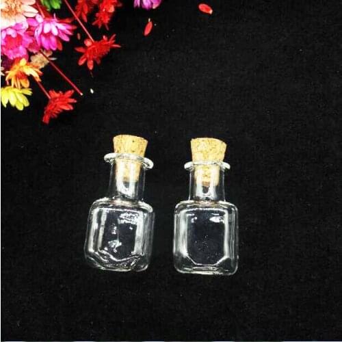 20sets/lot mini empty square cube Glass Bottle light bulb shape Vial Cork Stopper Jar with Corked Container Mini DIY Empty Pot