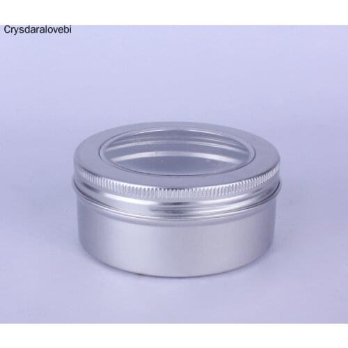 20PCS Tin Jars With Transparent Window Aluminum Tin Box DIY Cream Cake Box Makeup Organizer For Lip Balm Mini Tea Box Cans 150ml