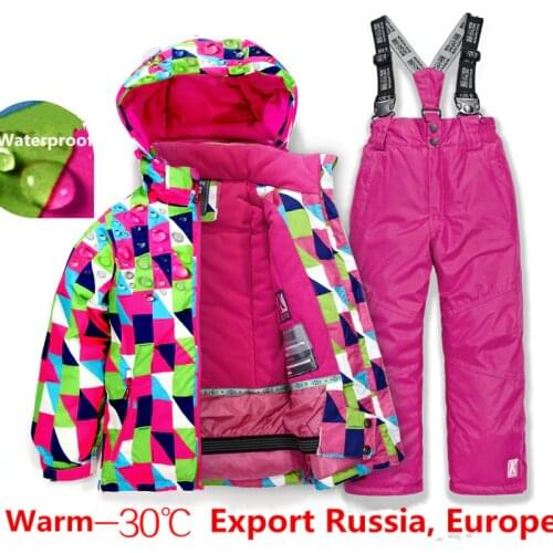 2020 Hot Sale Brand Boys/Girls Ski Suit Waterproof Pants+Jacket Set Winter Sports Thickened Clothes Childrens Ski Suits