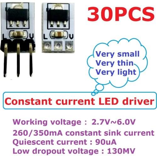 30pcs DC 2.7-6.0V 260/350mA Constant Sink Current LED Driver Module DC-DC Step-down Constant Current Converter
