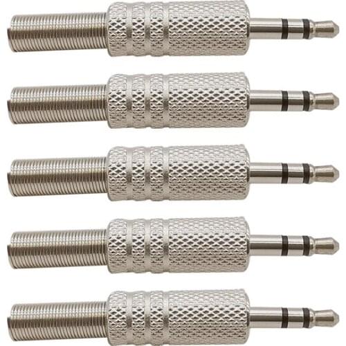 5Pcs 3Pin 3.5mm Audio Male Plug Connector Headphones Jack Spring Soldering Type Dual Channel Adapter For Most Earphone