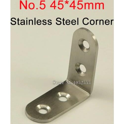 50pcs 45*45*19mm stainless steel angle bracket L shape brushed finish frame board support fruniture hardware K245
