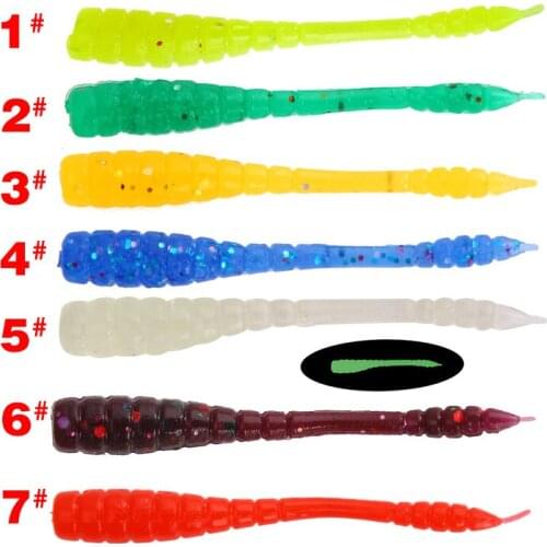 50PCS/Bag Fishing Lure Larva Soft Lures45mm Artificial Bait Fishing Worm Silicone Bass Pike Minnow Swimbait Perch Fishing tackle