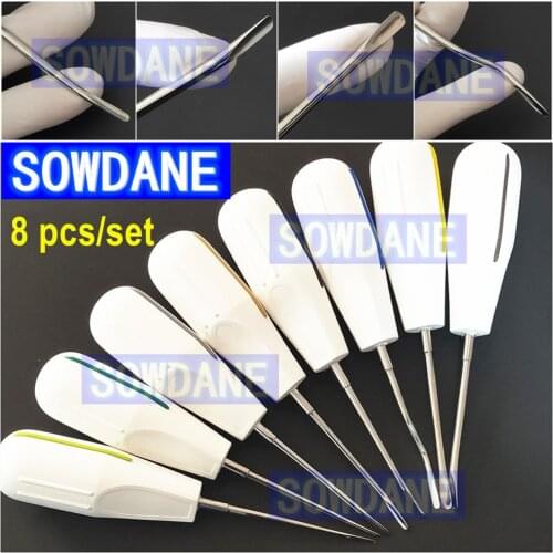 8pcs/set Teeth Extracting Elevator Dental Extraction Root Minimally Invasive Tooth Extracting Tool Plastic Handle