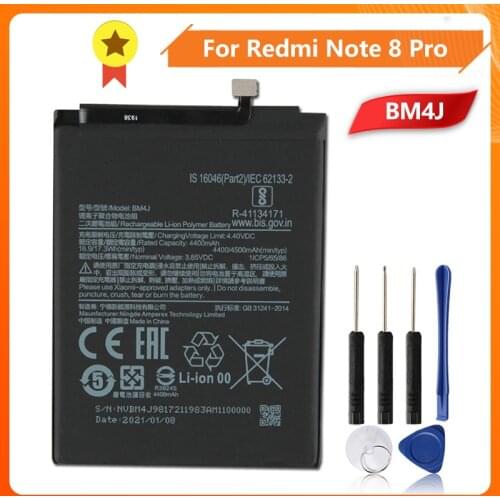 Xiao Mi Xiaomi Mi BM4J Phone Battery For Xiao mi Redmi Note 8 Pro BM4J 4500mAh Original Replacement Battery + Tool
