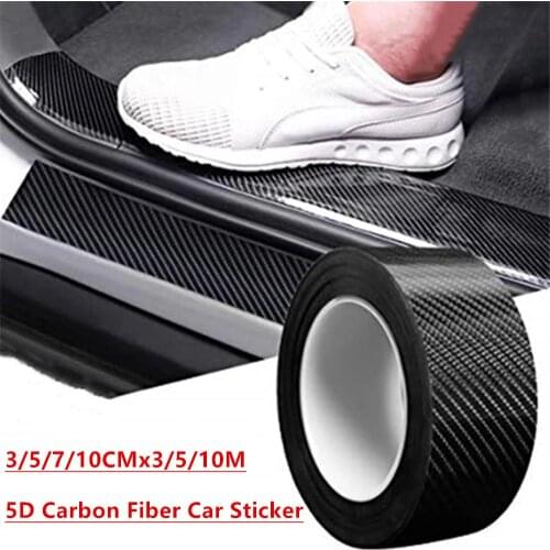 3/5/10M 5D Carbon Fiber Car Sticker Auto Door Sill Trunk Bumper Side Mirror Anti Scratch Protector Stickers Tape Car Warp Film
