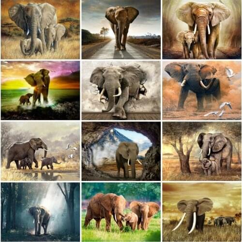 AZQSD 5D DIY Diamond Embroidery Elephant Mosaic Needlework Diamond Painting Animals Cross Stitch Living Room Home Decor