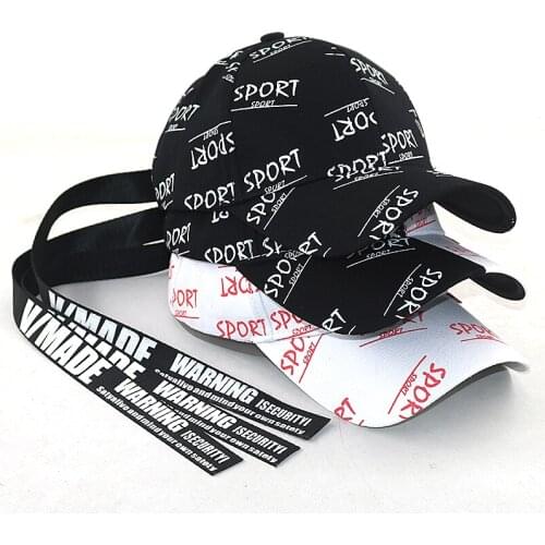 Graffiti baseball cap with long strap letter printing sport hip hop snapback hat men women fashion dad hats for travel