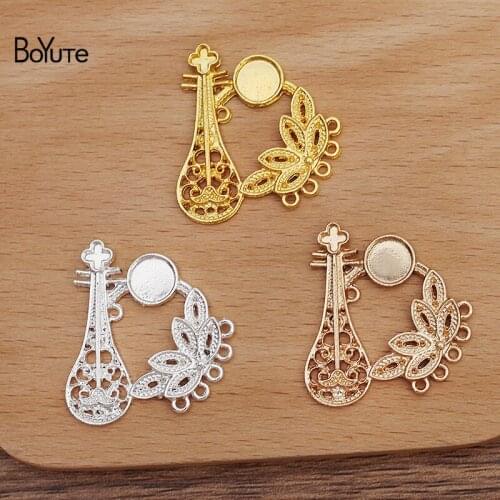 BoYuTe (20 Pieces/Lot) 32.5*29MM Alloy Lute and Flower Pendant Base Materials Factory Supply DIY Handmade Jewelry Accessories