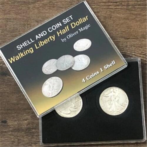 Four in One Walking Liberty Half Dollar Set Magic Tricks Coin Appear Vanish Magia Magician Accessory Close Up Illusion Mentalism