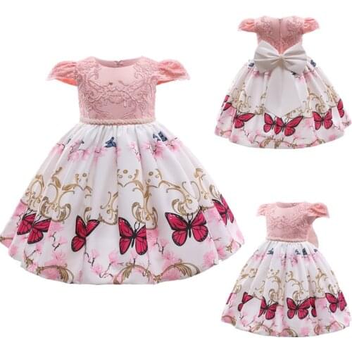 Little Girls Princess Dress Puffy Wedding Flowers Girl Vestidos Birthday Party Pageant Evening ClothingBall Bow Gown Size 4-10T