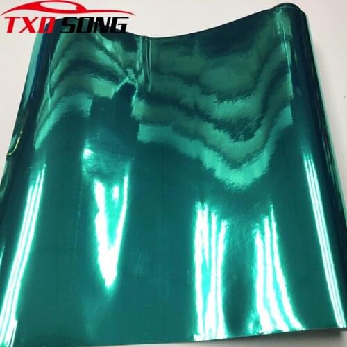 High stretchable lake blue Chrome Mirror Vinyl Wrap Film flexible Sticker Sheet emblem Car Bike Motor Body Cover