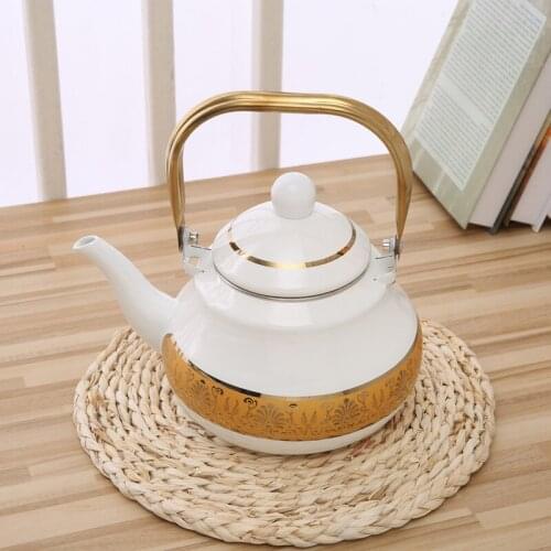 Enamel Teapot Gas Induction Cooker Gas Home Hot Kettle Handle Kettles High Capacity Kitchen Supplies European Court Handmade