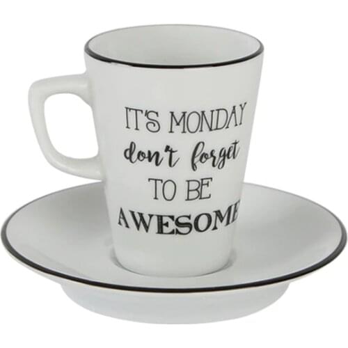 Porland Porcelain Be Happy Coffee Cup&Saucer 95cc 1 Person Gift For Special Days Made in Turkey %100 Original