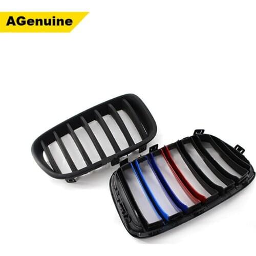 Glossy Matt black M style ABS one Single slat Car front bumper radiator mesh grille auto racing grills for BMW X3 F25