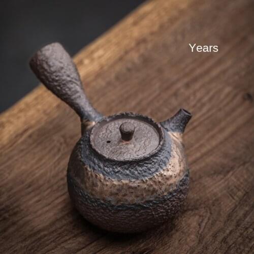 Stoneware Stone Side Handle Pot Handmade Retro Ceramic Tea Set Teapot Single Teapot Pu'er Tea Making Device Ceramic Tea Pot
